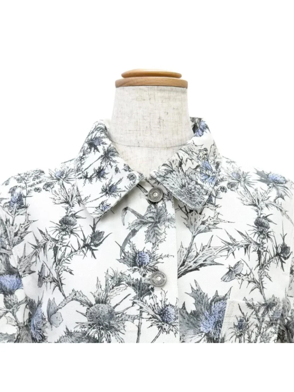 Dior Bee Embroidery Logo Button Floral Print Denim Jacket 44